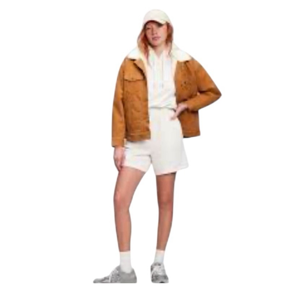 Trucker Jacket Brown & Beige Oversized Corduroy & Faux Fur Jacket Size S/M